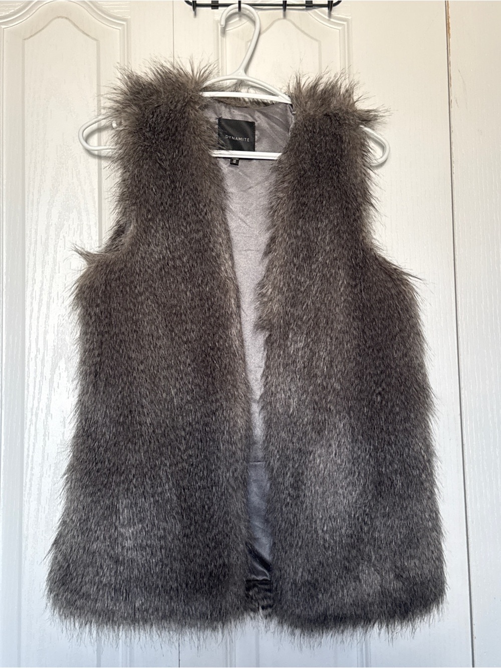 Dynamite Gray Faux Fur Vest - Plush Open Front Size XS